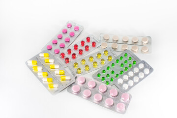 pills in blister pack on a white background