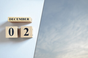 December 2, Blue sky with clound.	
