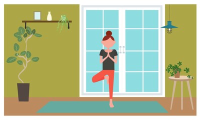 暮らし・ヨガをする女性