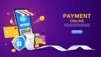 shopping online and online payment on website or mobile application landing page concept marketing and digital marketing.
