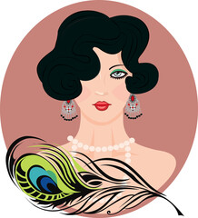 Woman in art deco style.