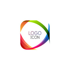 Business trendy geometric square logo design template with bright clean colors