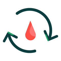 Nature drop arrow vector icon. Vector illustration of a line recycle sign icon with an oil drop icon. Water drop and cycle simple line icon