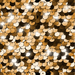 Seamless golden texture of fabric with sequins
