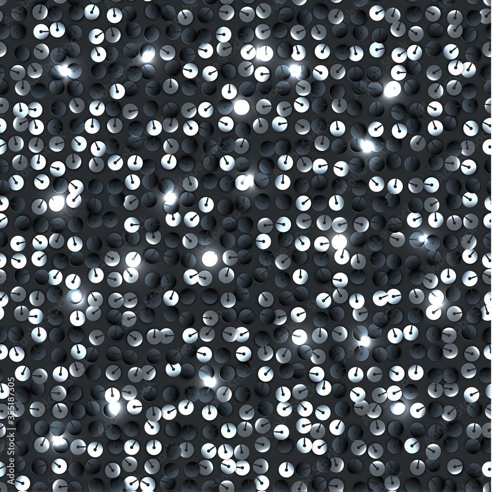 Poster seamless silver texture of fabric with sequins - vector eps10