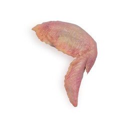 Fresh chicken wings are the raw material for cooking on a white background with clipping path