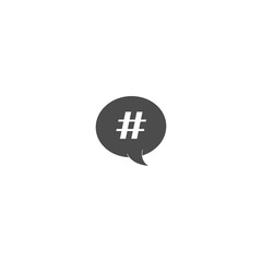 hashtag icon in speech bubble. concept of number sign, social media and web communicate. flat style trendy modern vector illustration