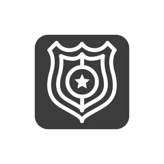 Police black glyph icon. Officer badge. Public navigation. Pictogram for web page, mobile app, promo. UI UX GUI design element. Editable stroke