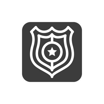 Police black glyph icon. Officer badge. Public navigation. Pictogram for web page, mobile app, promo. UI UX GUI design element. Editable stroke