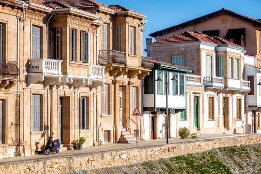 Colonial style buildings in Zahra street. Nicosia, Cyprus