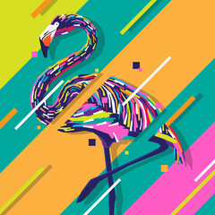 flamingo bird pop art style, colorful and creative