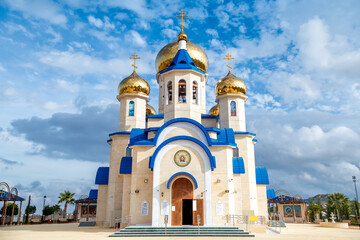 Fototapeta na wymiar The Russian Church of St. Andrew and All Russian Saints. Episkopeio village, Nicosia District, Cyprus