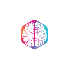 Fototapeta na wymiar Brain connection logo design. digital brain logo template.