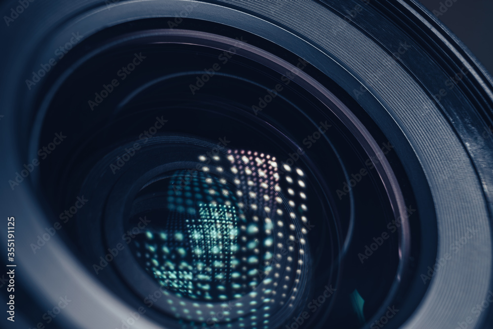 Aufkleber Beautiful camera lens with light reflection Background pattern for design.