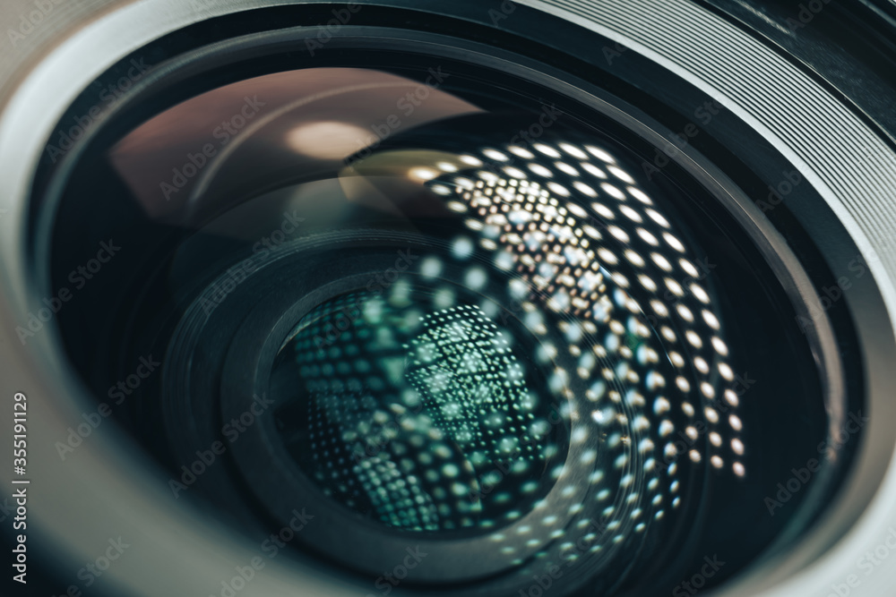 Aufkleber beautiful camera lens with light reflection background pattern for design.