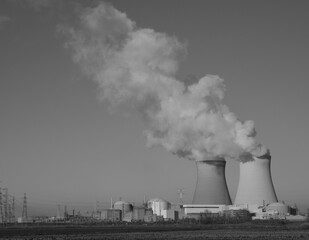 Smoke from the factory against a clear sky 