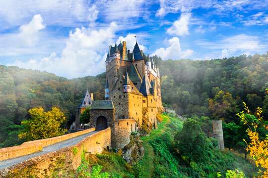wonderful castle Burg Etz . Medieval monuments of Germany. One of the most beautiful and famous castles of Europe