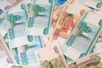 background from  russian  banknotes  