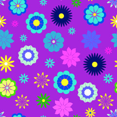 Fototapeta na wymiar Vector flower seamless on violet background