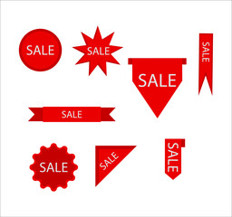 Set of sale labels, template. Blank labels, discount and price on paper. Special offer. Vintage. Vector illustration.