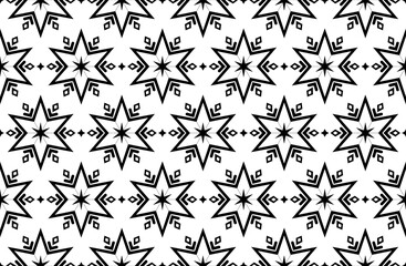 Abstract geometric pattern with lines, snowflakes. A seamless vector background. White and black texture. Graphic modern pattern.