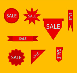 Set of sale labels, template. Blank labels, discount and price on paper. Special offer. Vintage. Vector illustration.