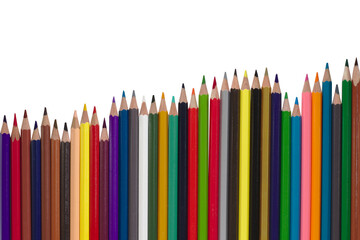 Color pencils on white isolated background.