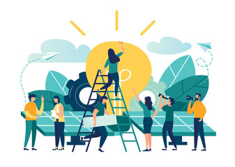 vector illustration. alternative renewable energy. solar energy, technological solar panels. schedule design environmental resource extraction