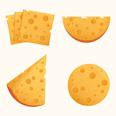 Set of tasty cheeses, vector illustration. 