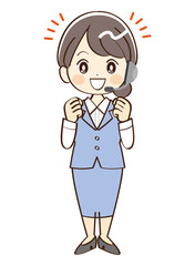 女性、コールセンター、応援