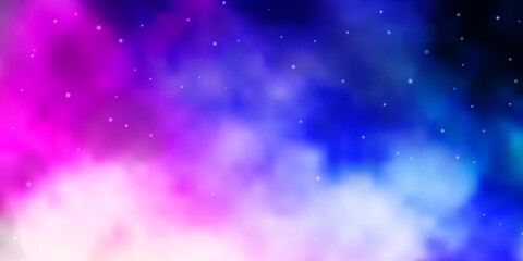 Light Pink, Blue vector background with small and big stars. Blur decorative design in simple style with stars. Pattern for new year ad, booklets.