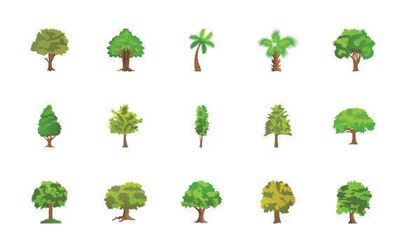 Trees Flat Vector Icons Pack