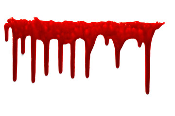 Flowing red blood. Dripping blood isolated on white background. - obrazy, fototapety, plakaty