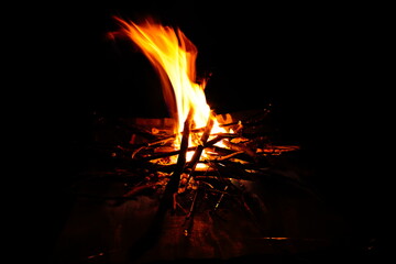 薪拾いとキャンプの焚火　