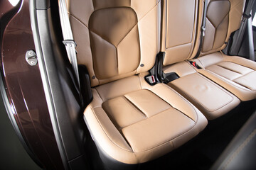 Brown passenger car seats of an SUV