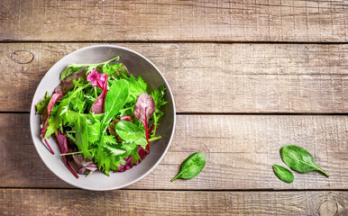 Healthy dieting leaves mix salad