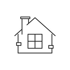 House icon. Outline thin line. Isolated on white background. 