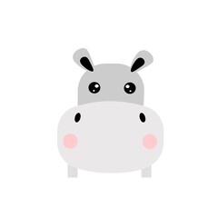 cute Hippopotamus on white background vector, illustration