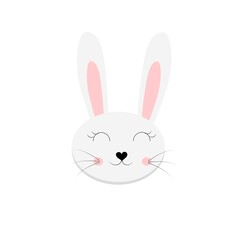 cute white rabbit on white background vector, illustration