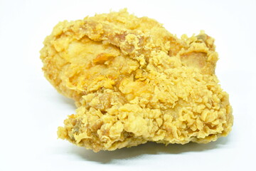 crispy fried chicken breast on white background