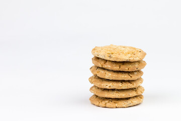 Cereal Cookies Lots of overlays on top And brown cookies and images have blank space next to the object and have a white background