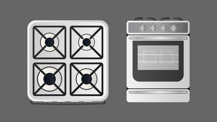 Stove in a realistic style. Modern oven for the kitchen. Isolated. Vector.