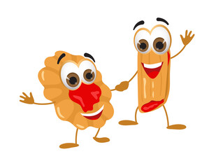 Funny Cakes with eyes on white background, funny products series