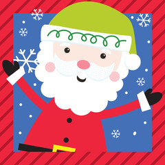Cute Christmas character with Santa Claus with frame