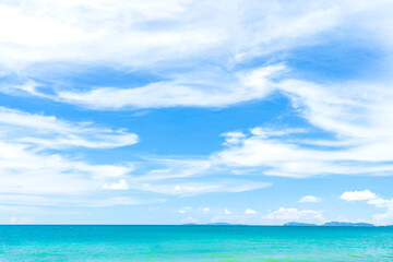 Naklejka na ściany i meble Turquoise ocean beautiful beach with white sand, Summer tropical sea beach in sunny day