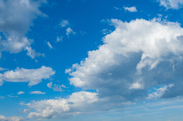 Blue sky with clouds closeup. Nature wallpaper. cloudscape background cloudscape