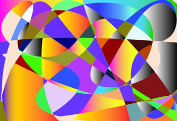 Modern art work with color variations. Irregular shapes with nonstop lines.