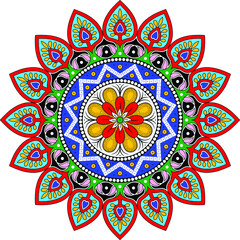 colorful vector kalamkari mandala round design