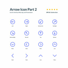 Arrow icon set interface app part 2 graphic design vector illustration for interface mobile web presentation