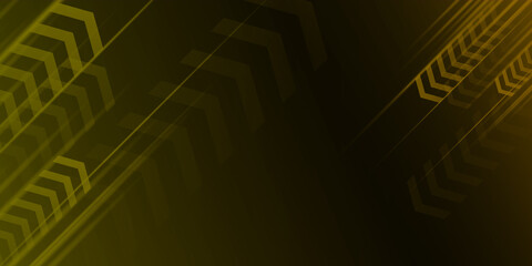 Black and yellow arrow speed material perforated background. Corporate design with polygonal grid. Vector technology background